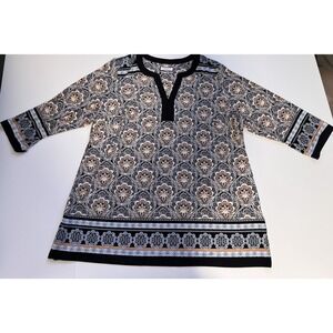 Charter Club women's 3/4-sleeve printed tunic blouse 2X